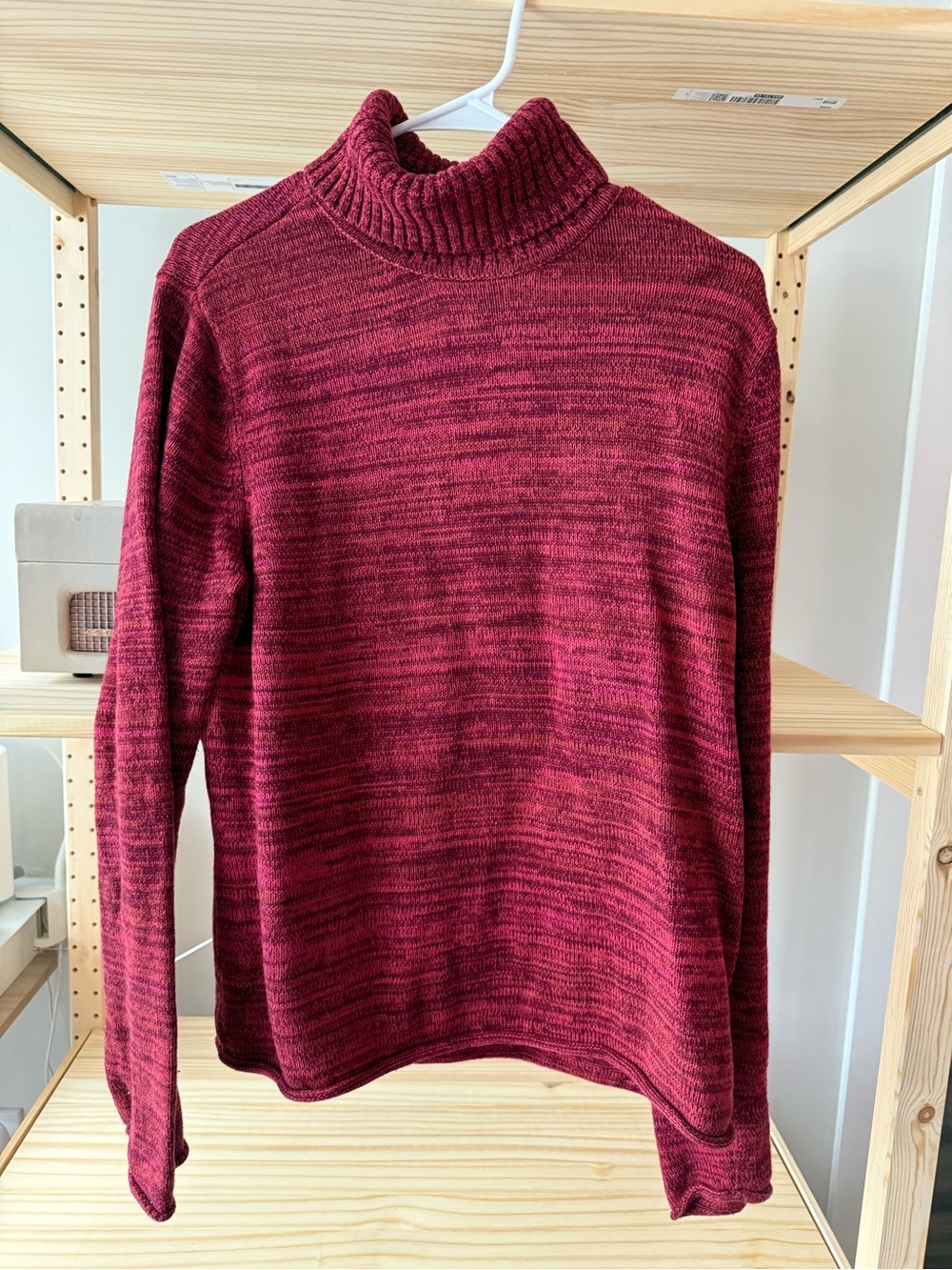 Women’s Dark Red Cotton Turtleneck Sweater